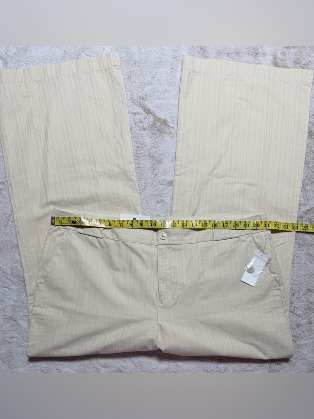 Women's Gap Khaki Stripe Ultra Low Pants Wide Leg w/Stretch 20